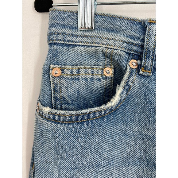Free People NWT Maggie Mid Rise Straight Leg Blue Denim Chewed Hem Jeans 28 New - Picture 4 of 11